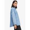 ellos Plus Size Oversized Button-Front Denim Shirt(Medium Stonewash)