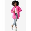 ellos Plus Size Oversized Linen-Blend Boyfriend Shirt(Midnight Green)