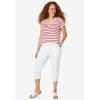 ellos Plus Size Rounded V-Neck Tee(Black White Stripe)