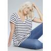 ellos Plus Size Rounded V-Neck Tee(Chili Red White Stripe)