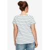 ellos Plus Size Rounded V-Neck Tee(Grey Spruce White Stripe)