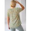 ellos Plus Size Ruffle Trim Peasant Blouse(Ivory Garden Floral)