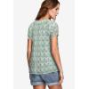 ellos Plus Size Ruffle Trim Peasant Blouse(Tropical Green Medallion)