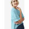 ellos Plus Size Short Sleeve Eyelet Tee(Aqua Sky)