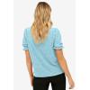 ellos Plus Size Short Sleeve Eyelet Tee(Aqua Sky)