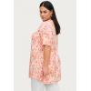 ellos Plus Size Short Sleeve Inverted Pleat Tunic(Lilac Whisper Floral)
