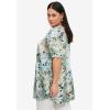 ellos Plus Size Short Sleeve Inverted Pleat Tunic(White Aqua Sky Floral)