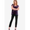 ellos Plus Size Stretch Crushed Velour V-Neck Short Sleeve Tee(Dusty Cornflower)