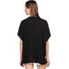 ellos Plus Size Stretch Knit Scoop Neck Oversized Tunic(Black)