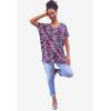ellos Plus Size Stretch Knit Scoop Neck Oversized Tunic(Black Blue Lake Abstract)