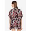 ellos Plus Size Stretch Knit Scoop Neck Oversized Tunic(Black Floral Print)
