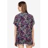 ellos Plus Size Stretch Knit Scoop Neck Oversized Tunic(Navy Abstract Dot)