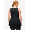 ellos Plus Size Stretch Knit Scoop Neck Sleeveless Long Tank(Black)