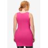 ellos Plus Size Stretch Knit Scoop Neck Sleeveless Long Tank(Raspberry Sorbet)