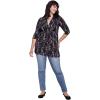 ellos Plus Size Stretch Knit V-Neck 3/4 Sleeve Knot Front Tunic(Black)
