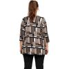 ellos Plus Size Stretch Knit V-Neck 3/4 Sleeve Knot Front Tunic(Black)