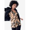 ellos Plus Size Stretch Knit V-Neck 3/4 Sleeve Knot Front Tunic(Black Brown Sugar Geo)