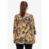 ellos Plus Size Stretch Knit V-Neck 3/4 Sleeve Knot Front Tunic(Black Neutral Floral)
