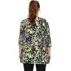 ellos Plus Size Stretch Knit V-Neck 3/4 Sleeve Knot Front Tunic(Black Pastel Floral)