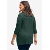 ellos Plus Size Stretch Knit V-Neck 3/4 Sleeve Knot Front Tunic(Deep Emerald)