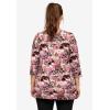 ellos Plus Size Stretch Knit V-Neck 3/4 Sleeve Knot Front Tunic(Dusty Pink Print)