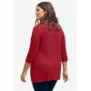 ellos Plus Size Stretch Knit V-Neck 3/4 Sleeve Knot Front Tunic(Rich Red)