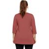 ellos Plus Size Stretch Knit V-Neck 3/4 Sleeve Knot Front Tunic(Shadow Rose)