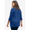 ellos Plus Size Stretch Knit V-Neck 3/4 Sleeve Knot Front Tunic(Twilight Blue)