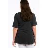 ellos Plus Size Stretch Knit V-Neck Short Sleeve Chest Pocket Tunic(Spice Red)