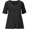 ellos Plus Size Stretch Knit V-Neck Short Sleeve Chest Pocket Tunic(White)