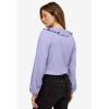 ellos Plus Size Stretch Textured Knit V-Neck Ruffle Front Top(Lavender)