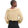 ellos Plus Size Stretch Textured Knit V-Neck Ruffle Front Top(Soft Butter)