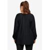 ellos Plus Size Tie Neck Peasant Tunic(Black)