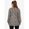 ellos Plus Size Tie Neck Peasant Tunic(Black Multi Ditsy Floral)