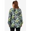 ellos Plus Size Tie Neck Peasant Tunic(Black Multi Green Floral)