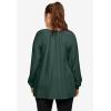 ellos Plus Size Tie Neck Peasant Tunic(Deep Emerald)