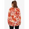ellos Plus Size Tie Neck Peasant Tunic(Light Coral Floral)
