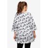 ellos Plus Size Tiered Floral 3/4 Sleeve Tunic(Black White Print)
