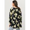 ellos Plus Size Tiered Tunic With Notch V-Neck(Black White Rose Print)