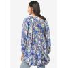 ellos Plus Size Tiered Tunic With Notch V-Neck(Pale Periwinkle Floral)