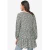 ellos Plus Size Tiered Tunic With Notch V-Neck(Rose Multi Print)
