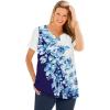 Woman Within Plus Size 7-Day Notch-Neck Tunic(Navy Diagonal Floral)