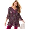 Woman Within Plus Size Embellished Pleated Blouse(Deep Claret Multi Paisley)