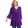 Woman Within Plus Size Embellished Pleated Blouse(Radiant Purple)