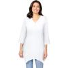 Woman Within Plus Size Handkerchief Hem Henley Tunic(White)