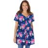 Woman Within Plus Size Short-Sleeve Empire Waist Tunic(Raspberry Sorbet Dot)