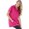 Woman Within Plus Size Short-Sleeve Hoodie(Raspberry Sorbet)