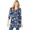 Woman Within Plus Size V-Neck Pintucked Tunic(Navy Floral)