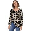 ellos Plus Size Bell Sleeve A-Line Knit Tunic(Black White Print)