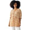ellos Plus Size Button Front Crinkle Tunic(Light Strawberry Tropical)